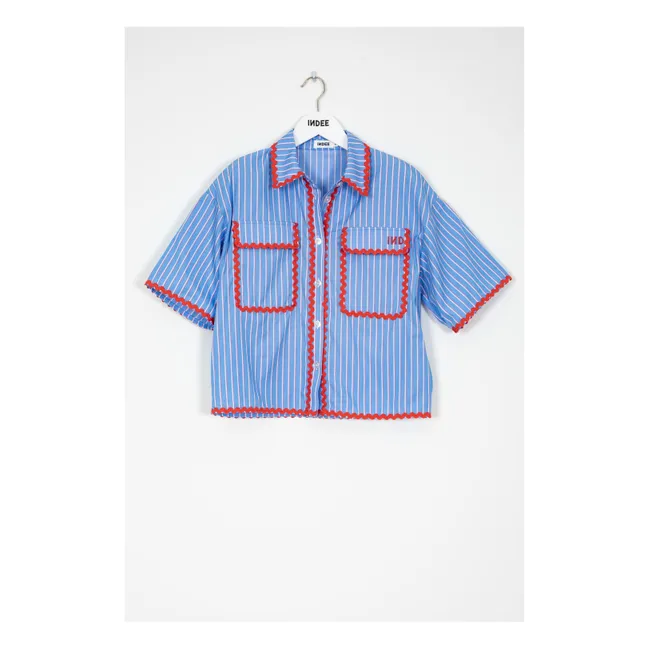 Suraya - Camicia a righe con bordi a contrasto | Blu