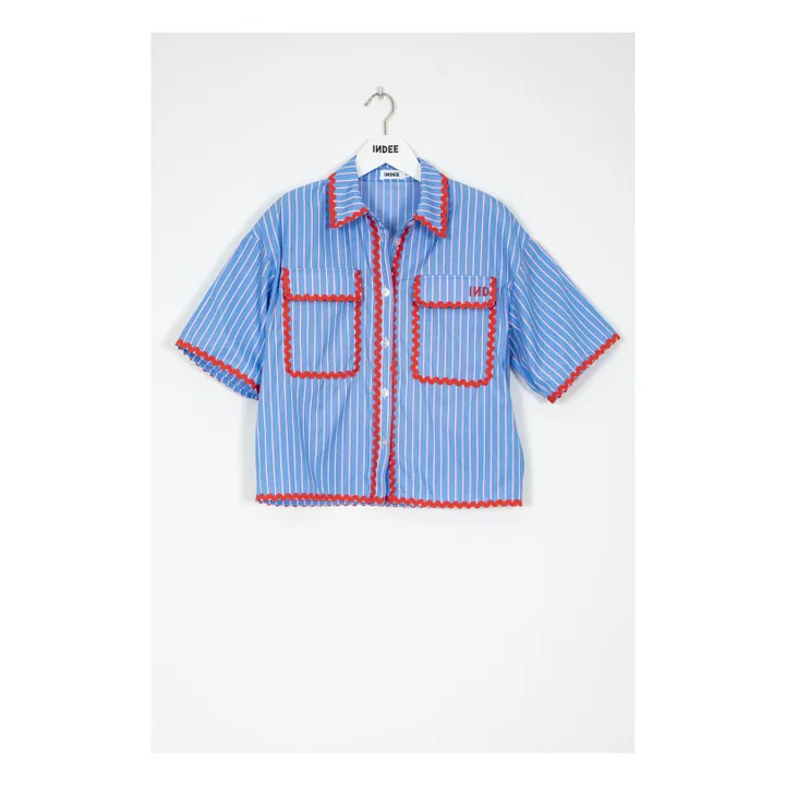 Suraya - Camicia a righe con bordi a contrasto | Blu- Immagine del prodotto n°3