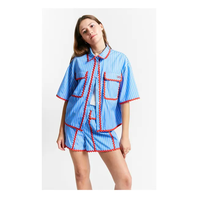 Suraya - Camicia a righe con bordi a contrasto | Blu