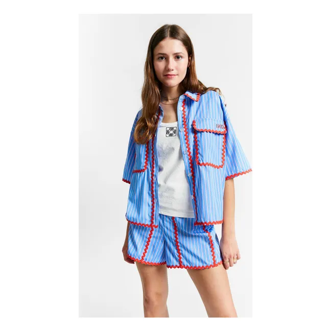 Suraya - Camicia a righe con bordi a contrasto | Blu