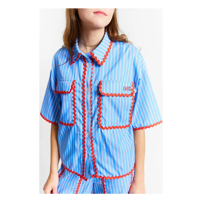 Suraya - Camicia a righe con bordi a contrasto | Blu