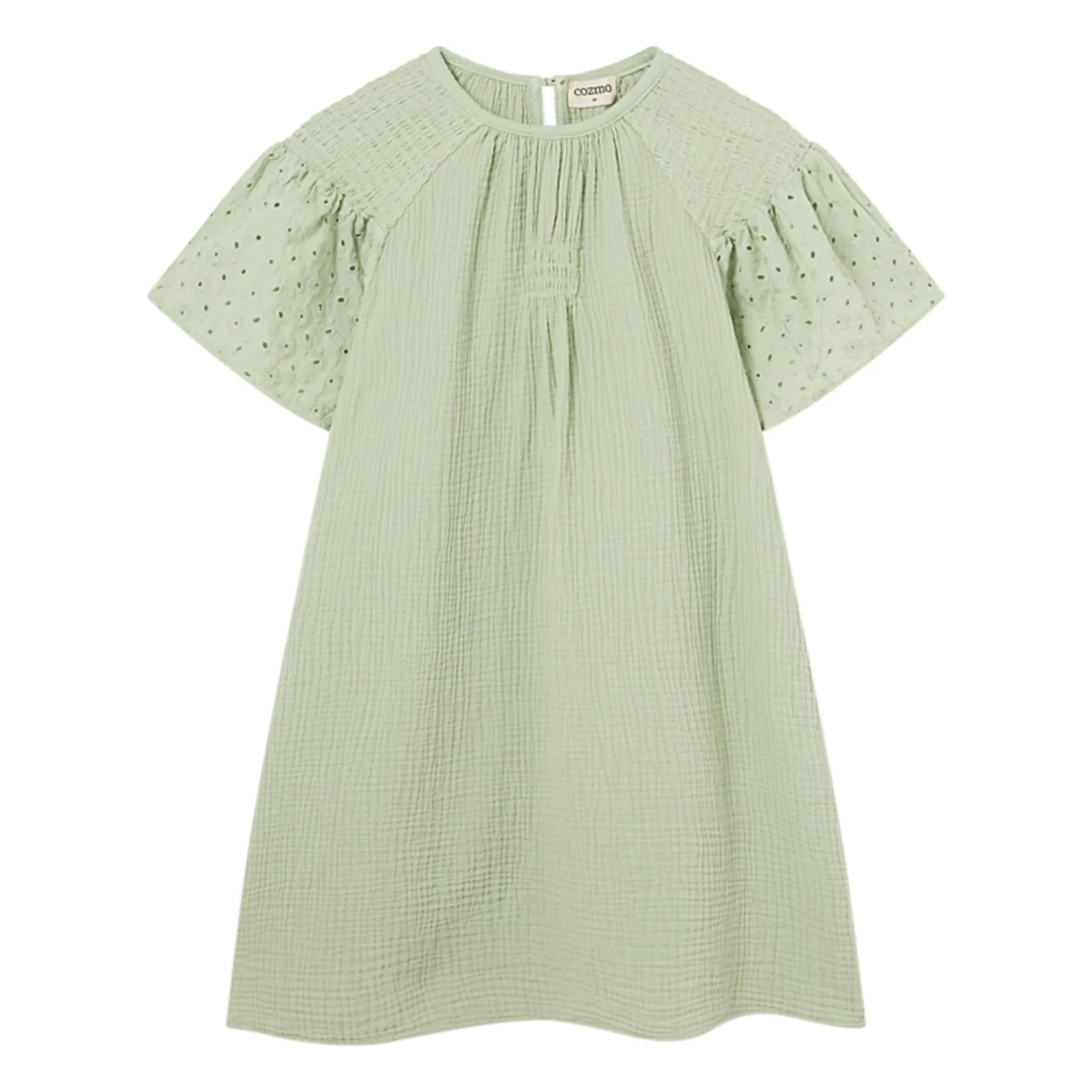 Robe Carla Gaze De Coton | Vert pâle- Image produit n°0