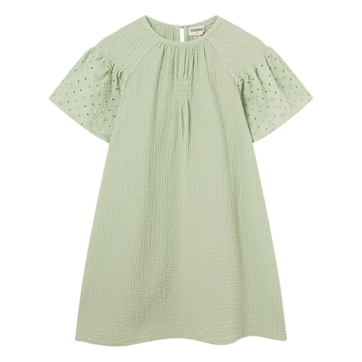 Robe Carla Gaze De Coton | Vert pâle- Image produit n°0