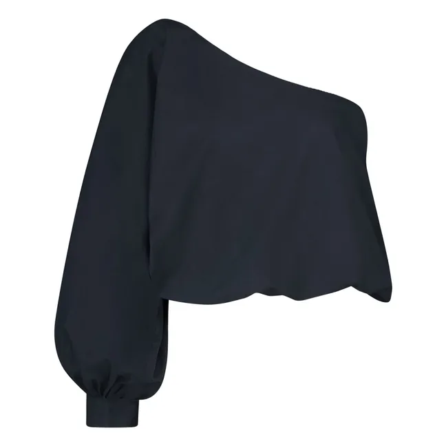 Blusa Bella de popelina de algodón | Azul Noche