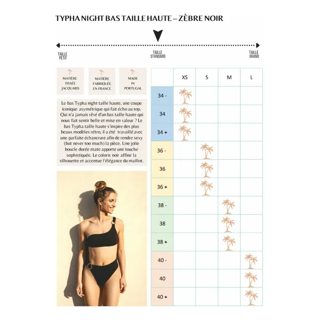 Braga de traje de baño de cintura alta Typha Zebra | Negro