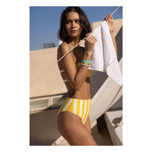 Bas de Maillot Taille Haute Positano Fibres Recyclées | Jaune