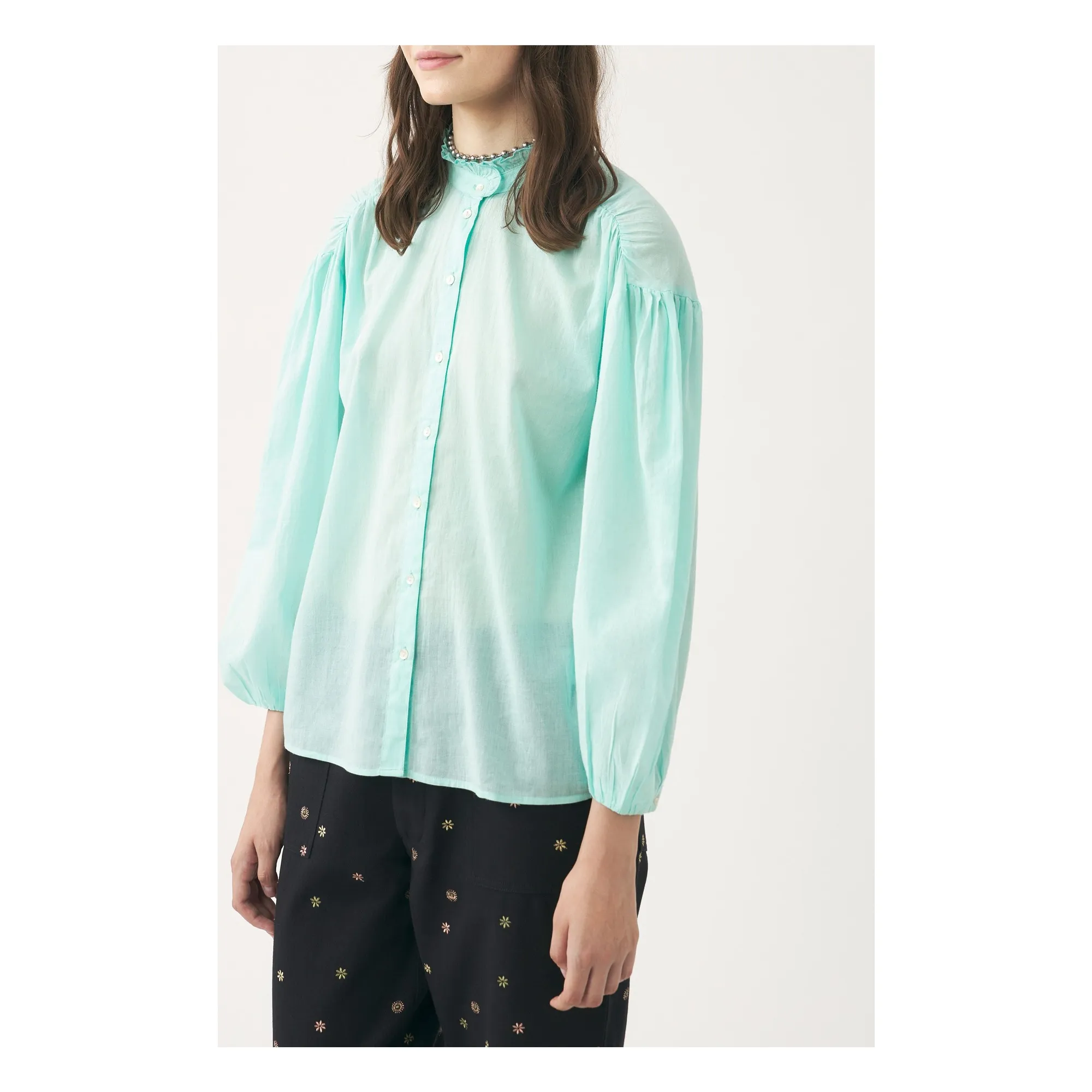 Antik Batik Aqua Blouse Anna 2 Voile De Coton