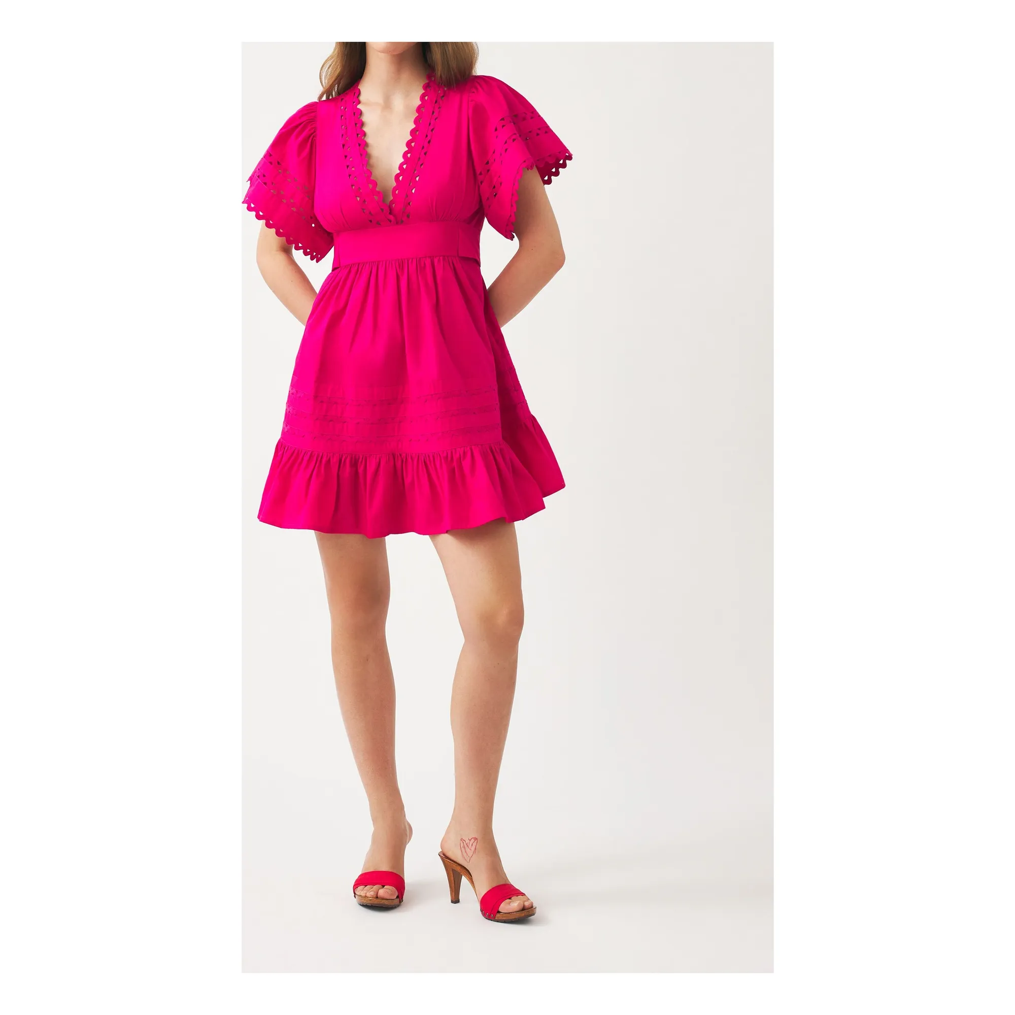 Antik Batik Fuchsia Rodo Cotton Poplin Mini Dress