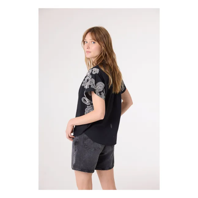 Maya Dune Embroidered Blouse | Black