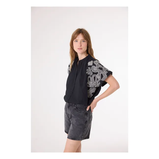 Maya Dune Embroidered Blouse | Black