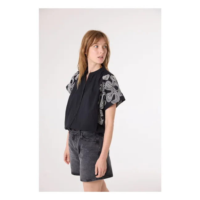 Maya Dune Embroidered Blouse | Black