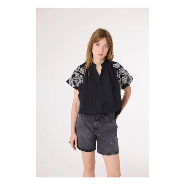 Maya Dune Embroidered Blouse | Black