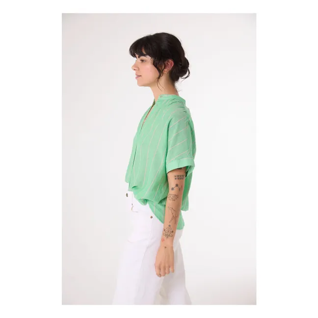 Louison Stripes Blouse | Green