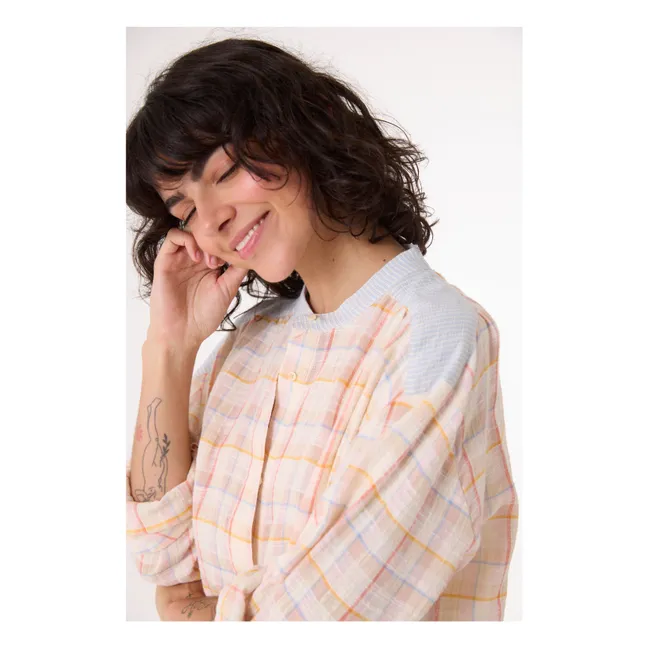 Ella Carreaux blouse | Powder pink