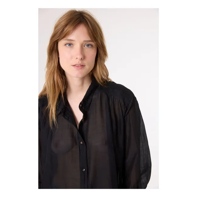 Camisa Ali de algodón orgánico y seda | Negro