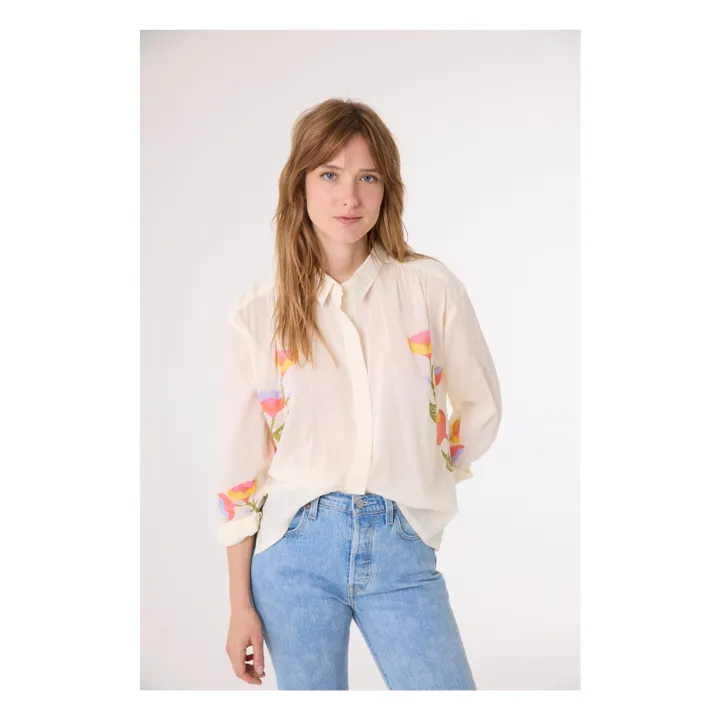 Camicia ricamata Ali Garden | Ecru- Immagine del prodotto n°0