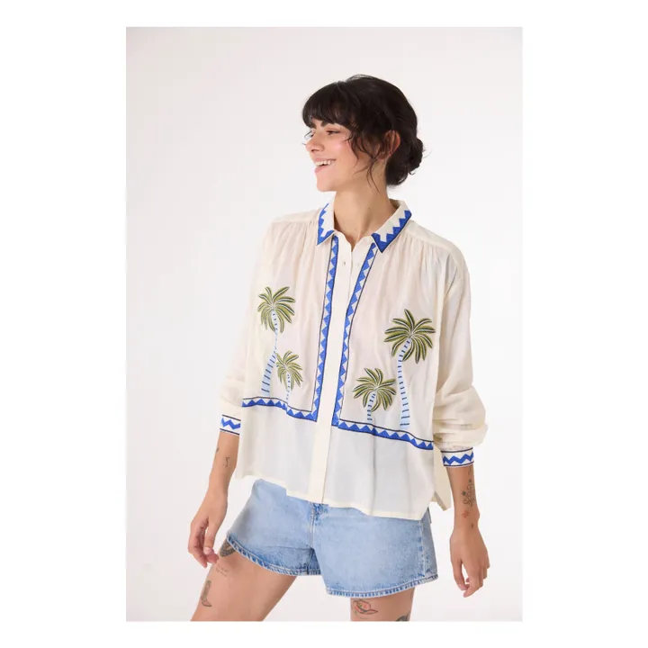 Ali Jungle Embroidered Shirt | Ecru- Product image n°3