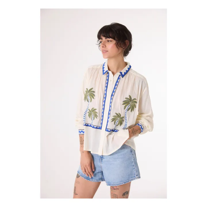 Ali Jungle Embroidered Shirt | Ecru- Product image n°0
