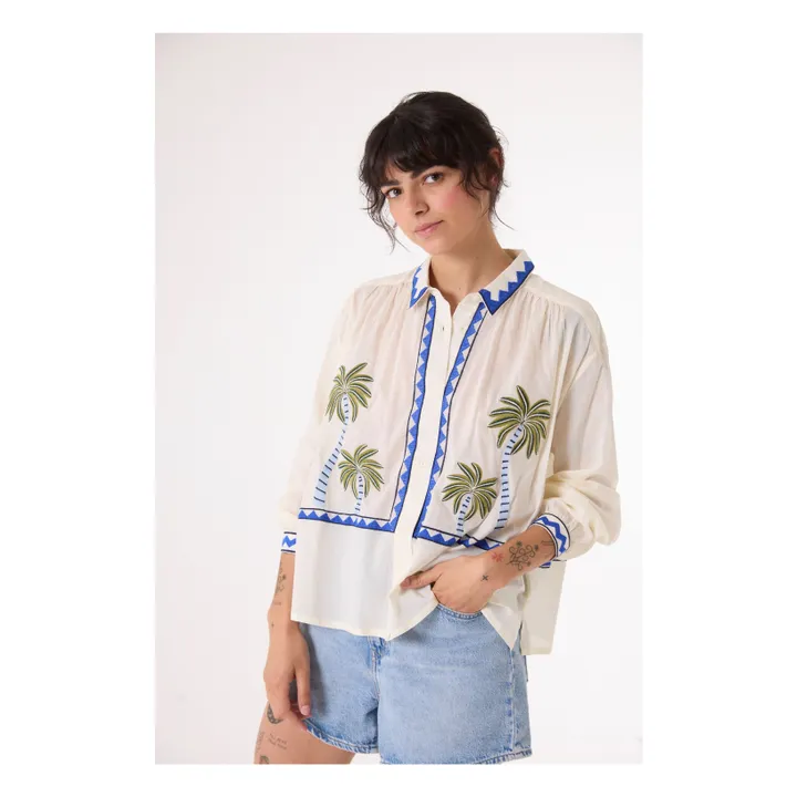 Ali Jungle Embroidered Shirt | Ecru- Product image n°1