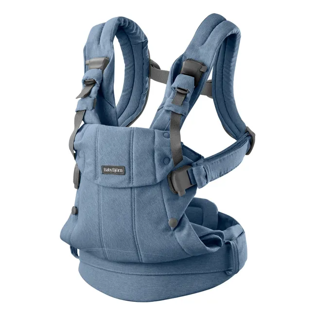 Mochila porta bebé Harmony de punto jaspeado | Azul