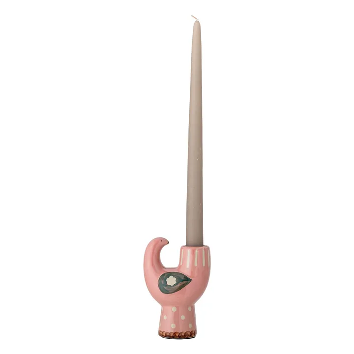 Bougeoir oiseau en grès Trudy | Rose- Image produit n°3