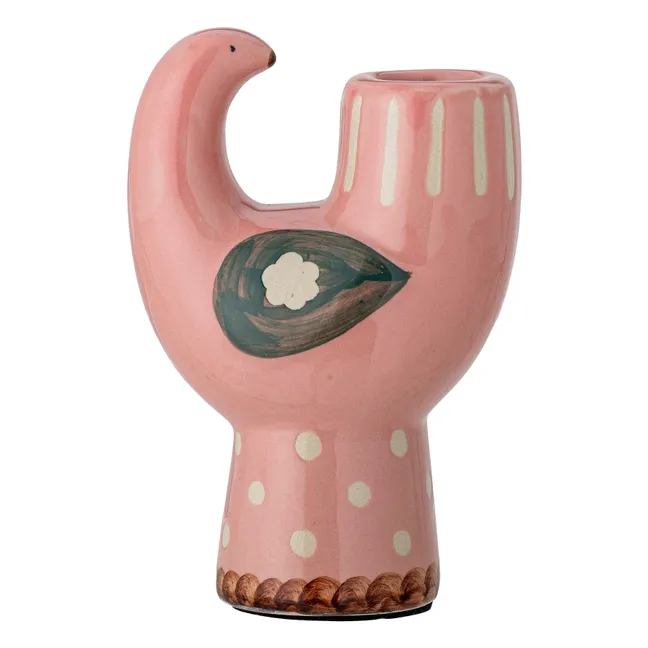 Bougeoir oiseau en grès Trudy | Rose