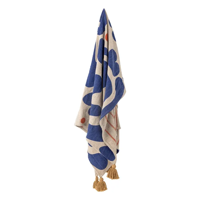 Plaid en coton recyclé Eviaya  | Bleu