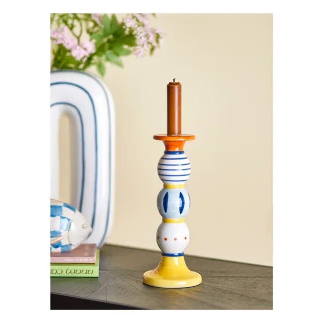 Kairi stoneware candlestick | Yellow