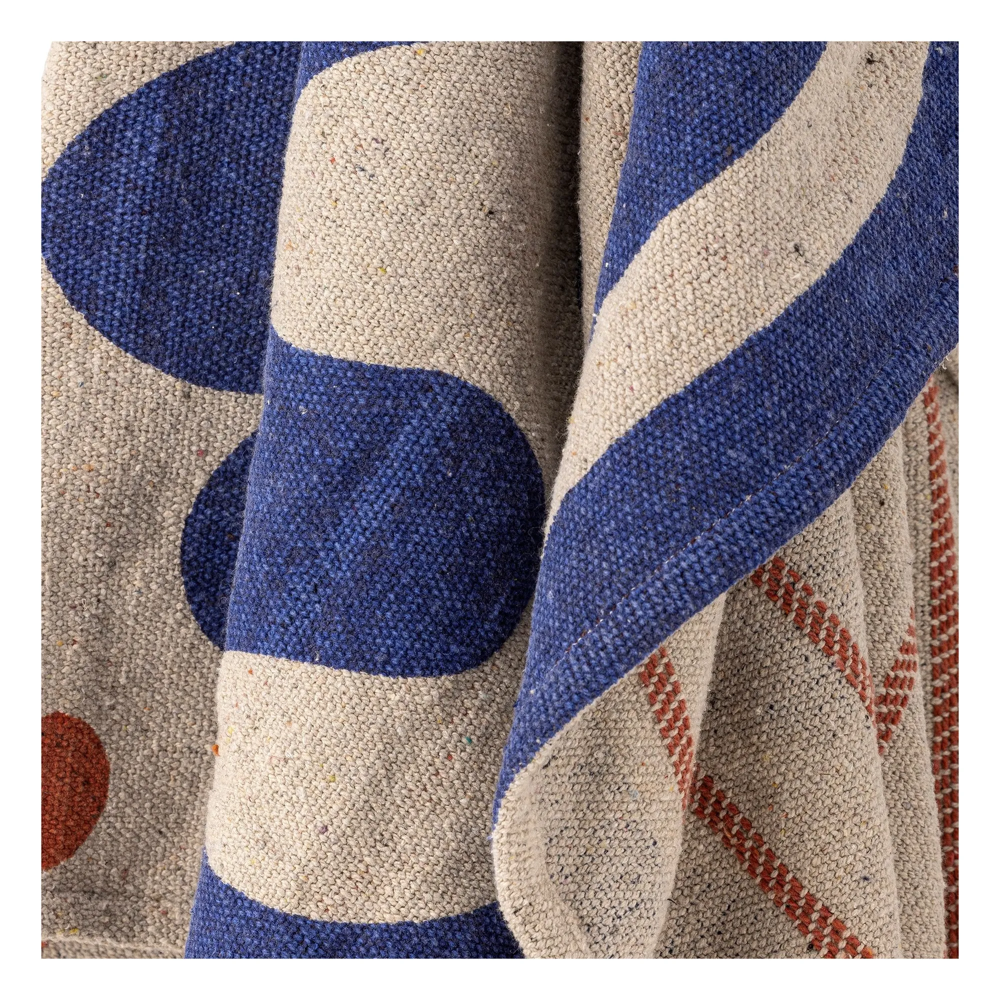 Plaid en coton recyclé Eviaya  | Bleu- Image produit n°2