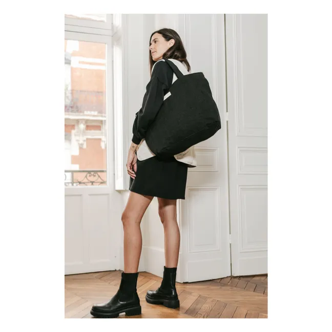 Linen zipped bag | Black