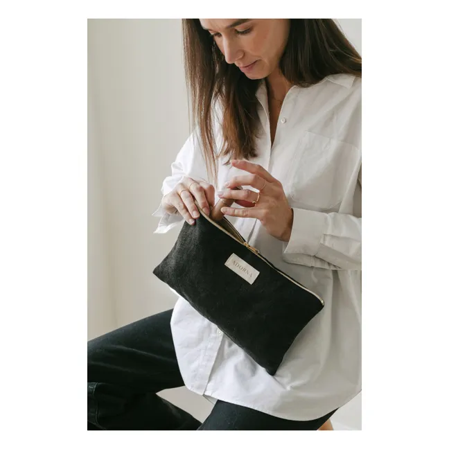 Linen clutch bag | Black