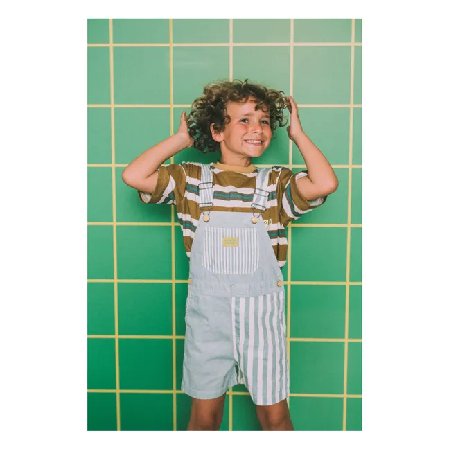 Dungarees Short Stripes | Peacock blue