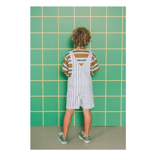 Dungarees Short Stripes | Peacock blue