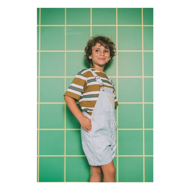 Dungarees Short Stripes | Peacock blue