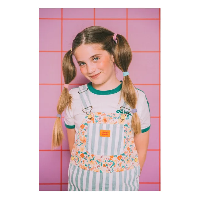 Short Flower overalls | Peacock blue