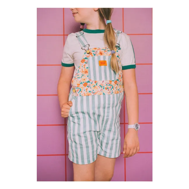 Latzhose Short Blume | Pfauenblau