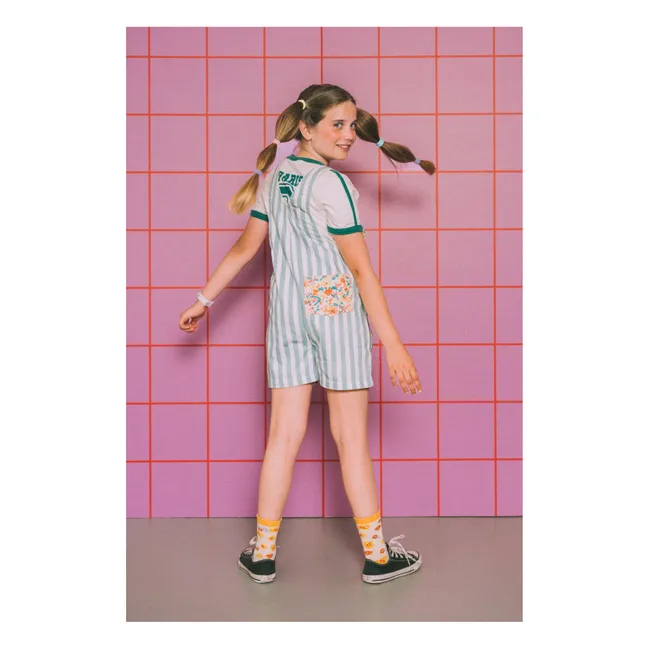 Salopette Short Fleur | Bleu canard