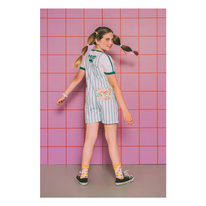 Salopette Short Fleur | Bleu canard- Image produit n°3