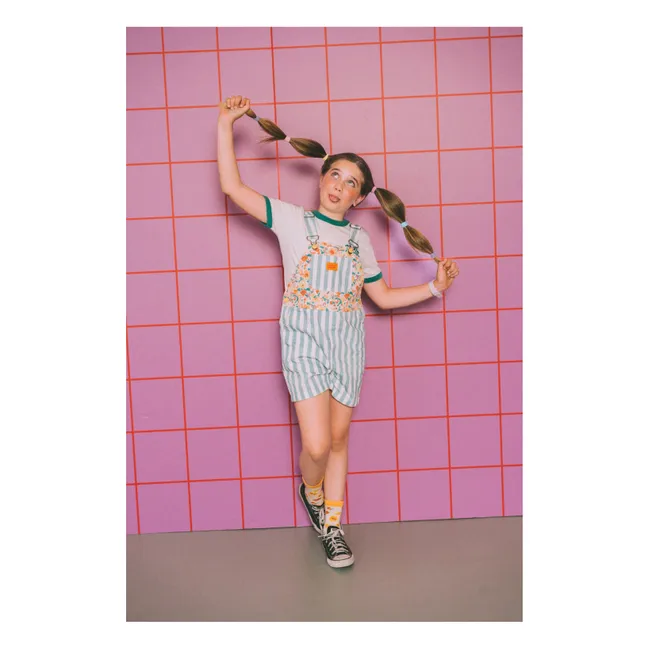 Latzhose Short Blume | Pfauenblau