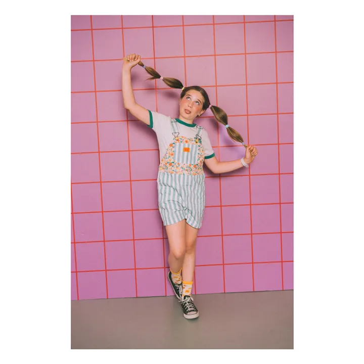 Salopette Short Fleur | Bleu canard- Image produit n°1