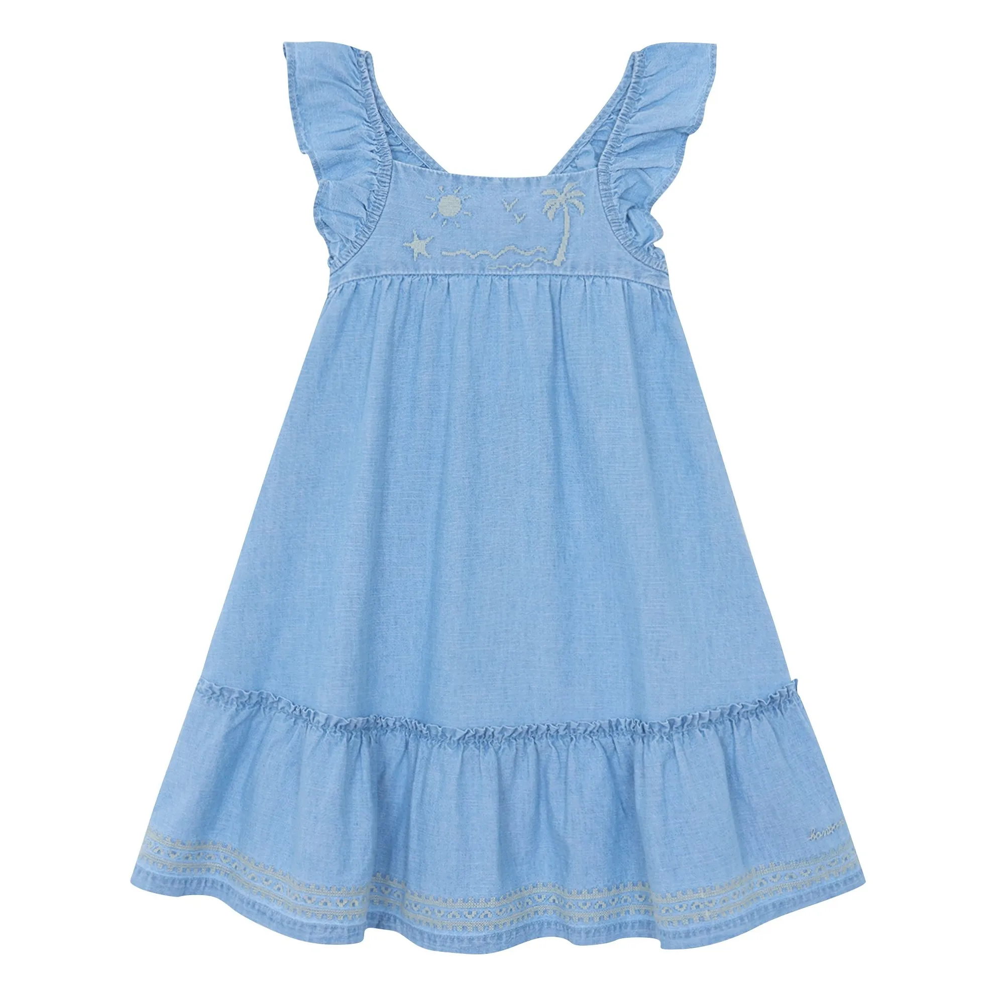 Bonton Light Blue Celia Chambray Dress