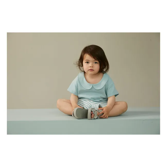 T-shirt Col Claudine Coton Bio  | Bleu ciel