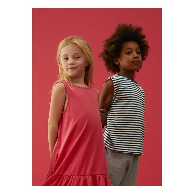 T-shirt muscolare in cotone organico a righe  | Blu