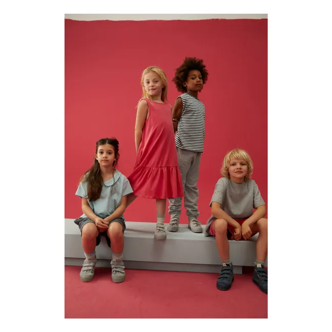 T-shirt muscolare in cotone organico a righe  | Blu