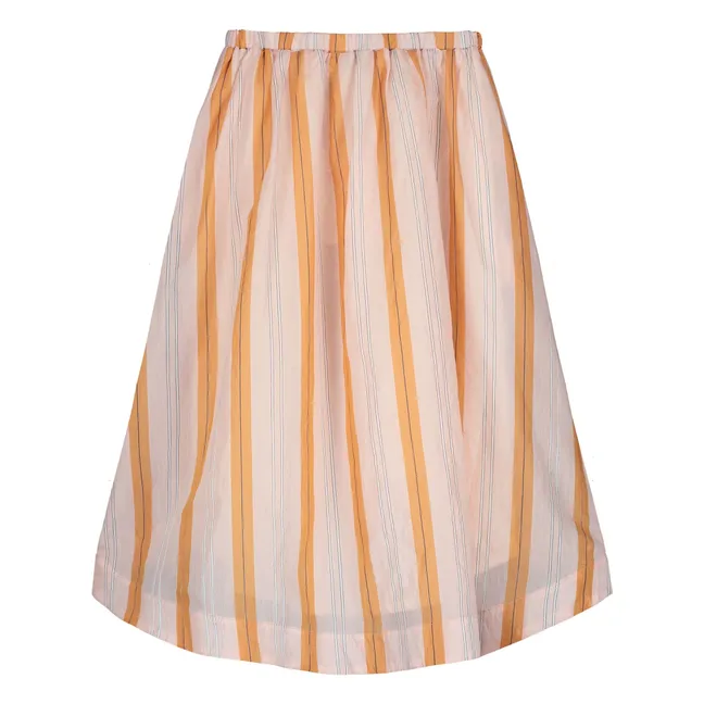 Striped Midi Tail-Hem Skirt | Powder pink