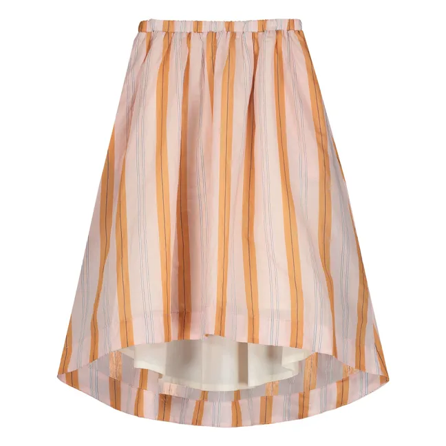 Jupe Midi Tail-Hem Rayée | Rose poudré