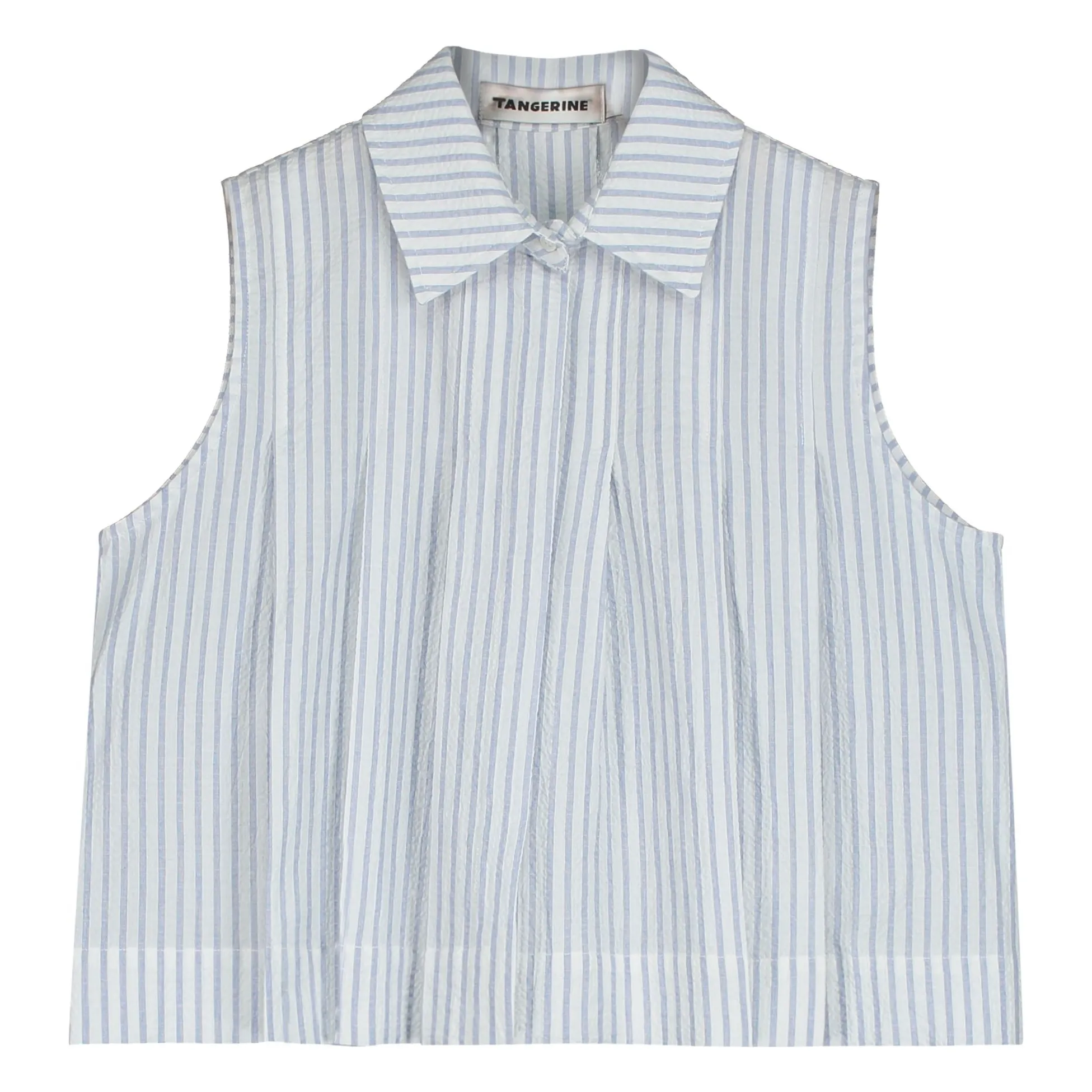 Tangerine Light Blue Striped Top