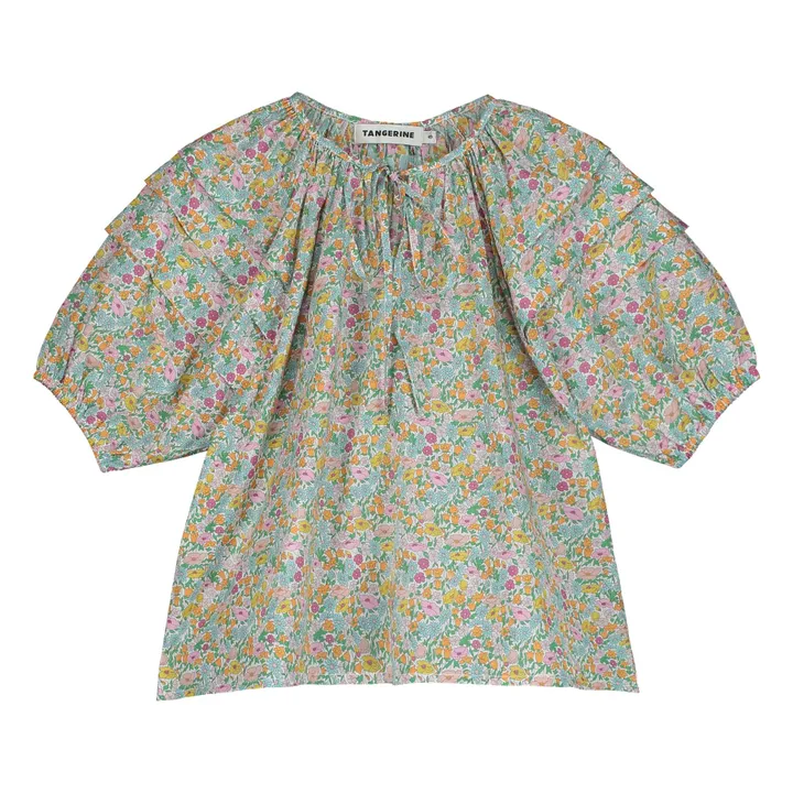 Blouse Plissée Fleurs | Vert- Image produit n°0