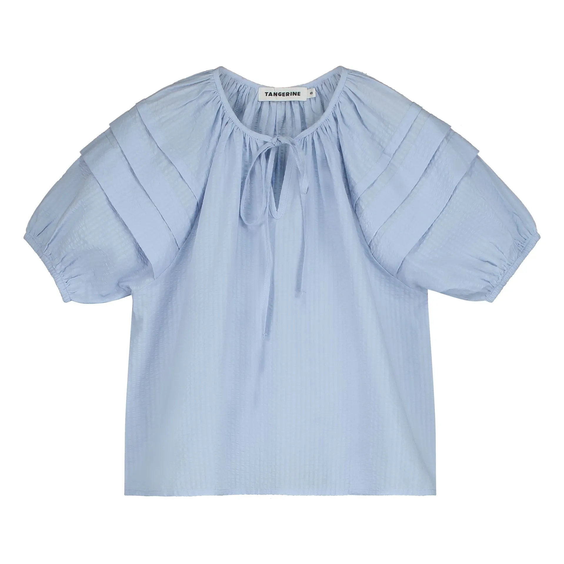 Tangerine Light Blue Pleated Blouse