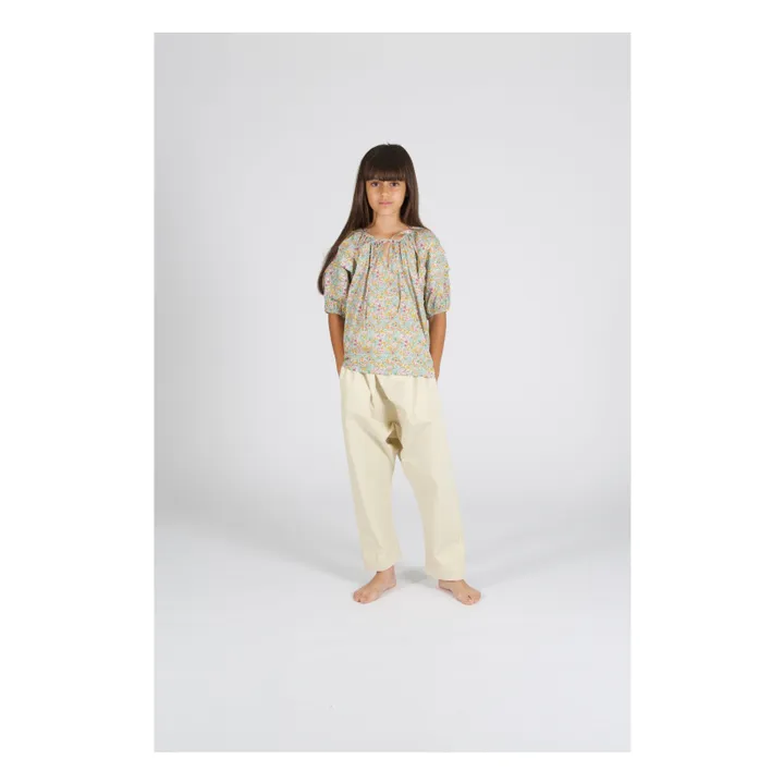 Blouse Plissée Fleurs | Vert- Image produit n°1